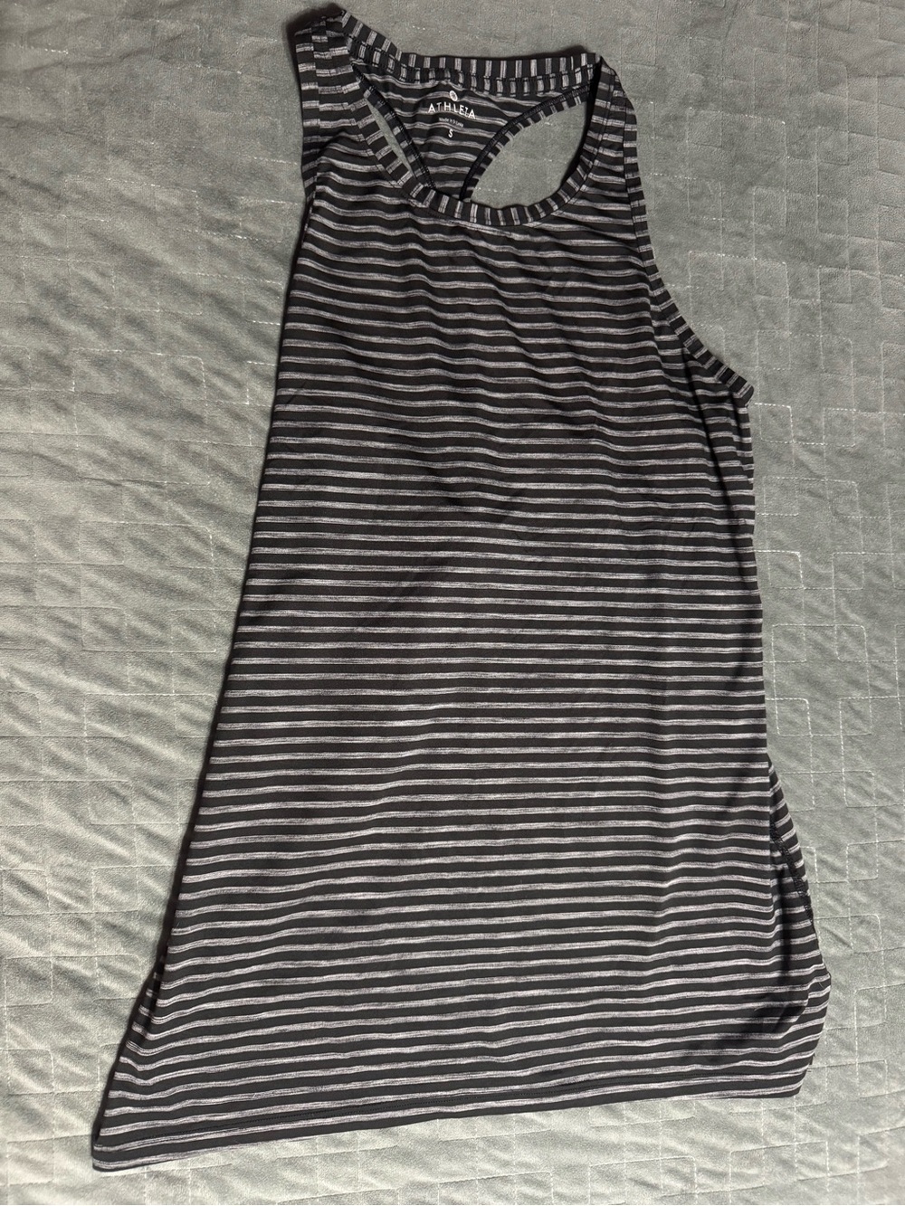 Athleta Black & Gray Striped Racerback Tank Top